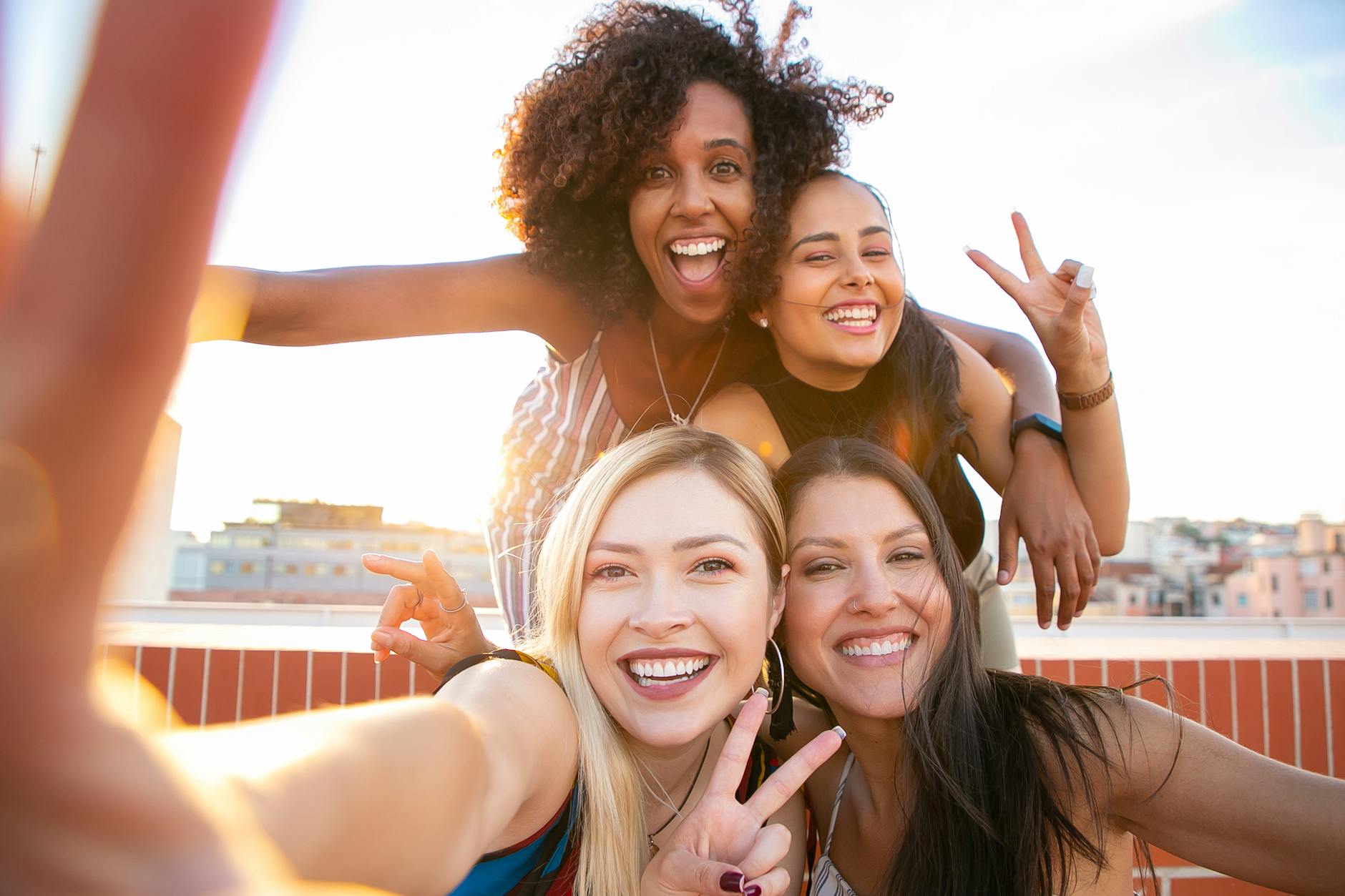 Cheerful Diverse Women Taking Selfie